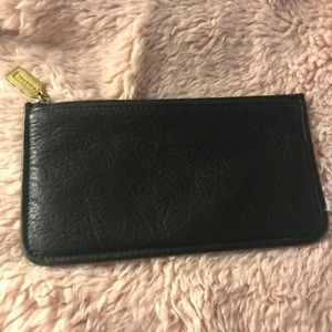 Coach black pebbled leather slim wallet/carryall